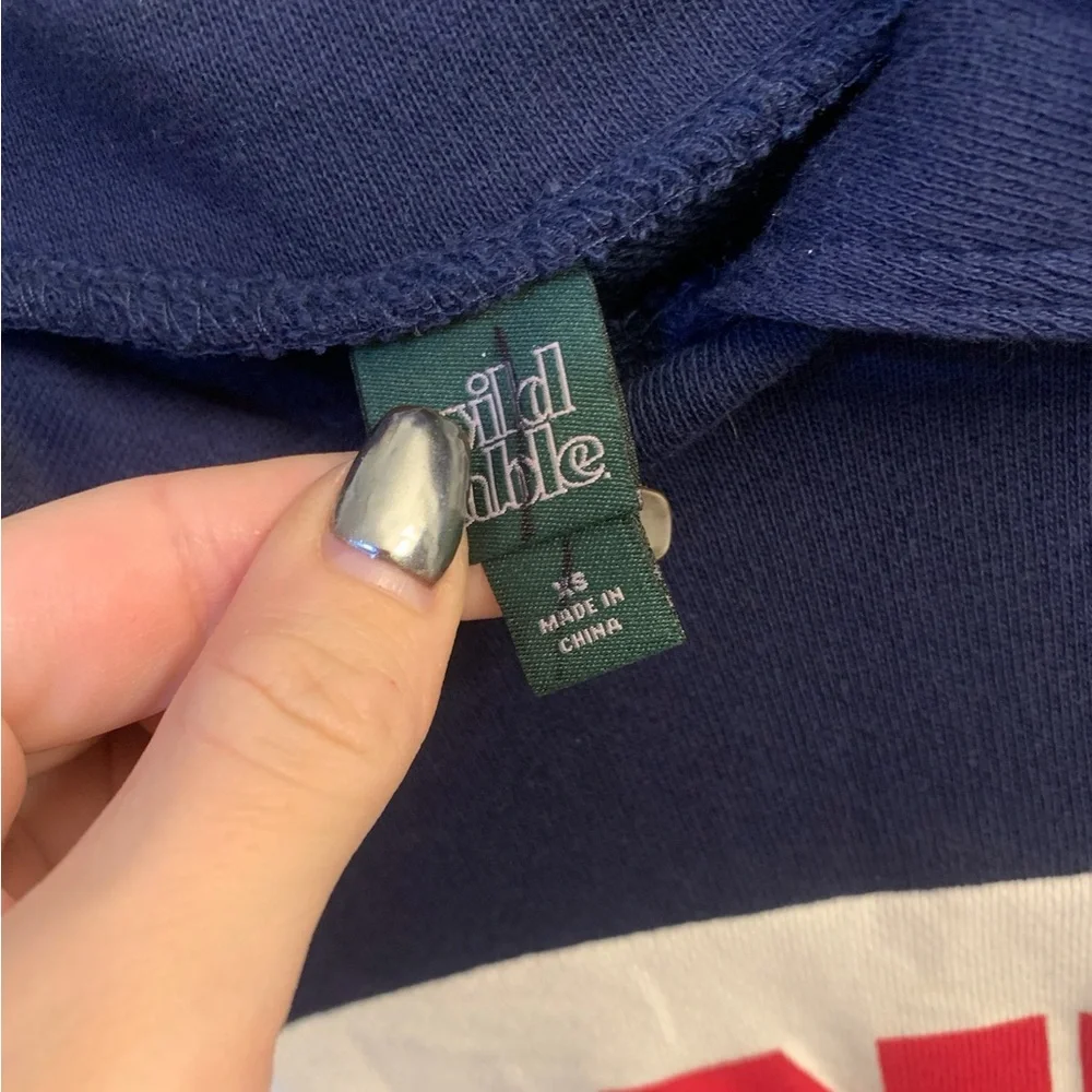 Wild Fable Target Laguna Navy Varsity Style Crop Graphic Polo Sweatshirt Size XS - Picture 4 of 4